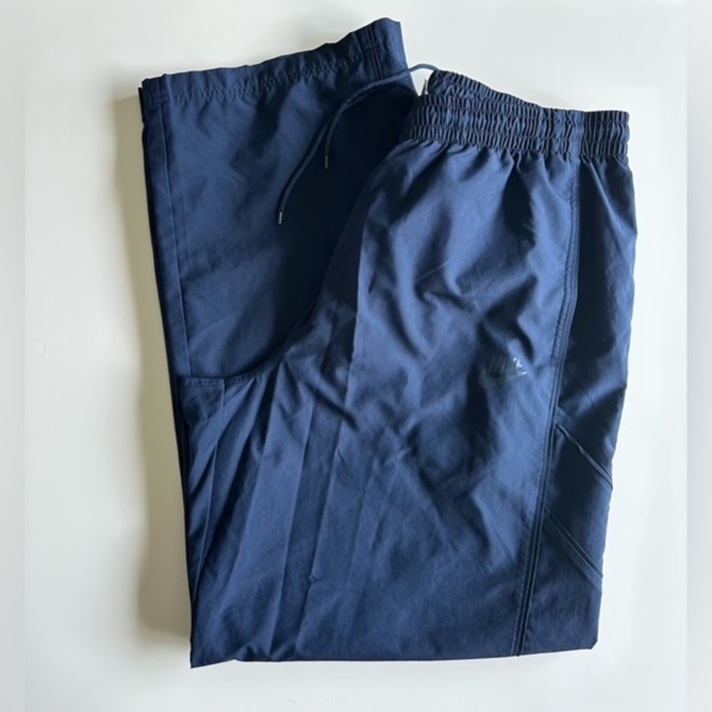 Nike‎ Vintage Nylon Track Pants Size XXL Navy Ankle Zip Drawstring Waist